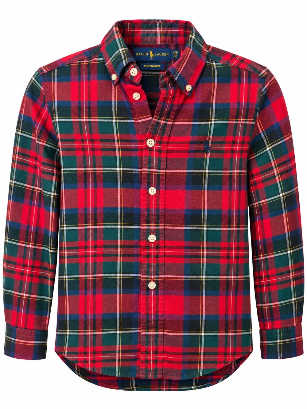Ralph Lauren Boys’ Small / 8 Red Green Tartan Cotton Blend Button Down Shirt